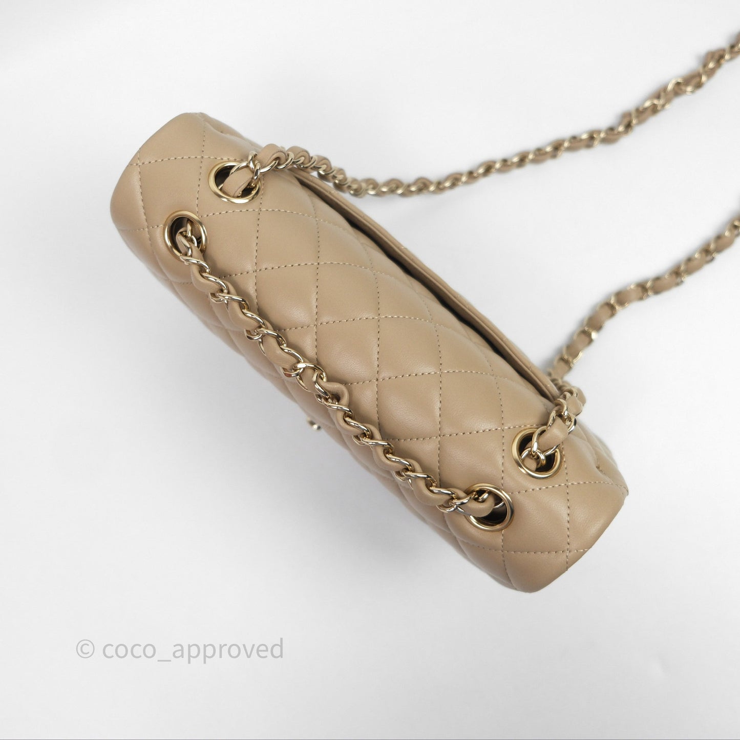 Chanel Small Quilted Classic Flap Beige Lambskin Gold Hardware