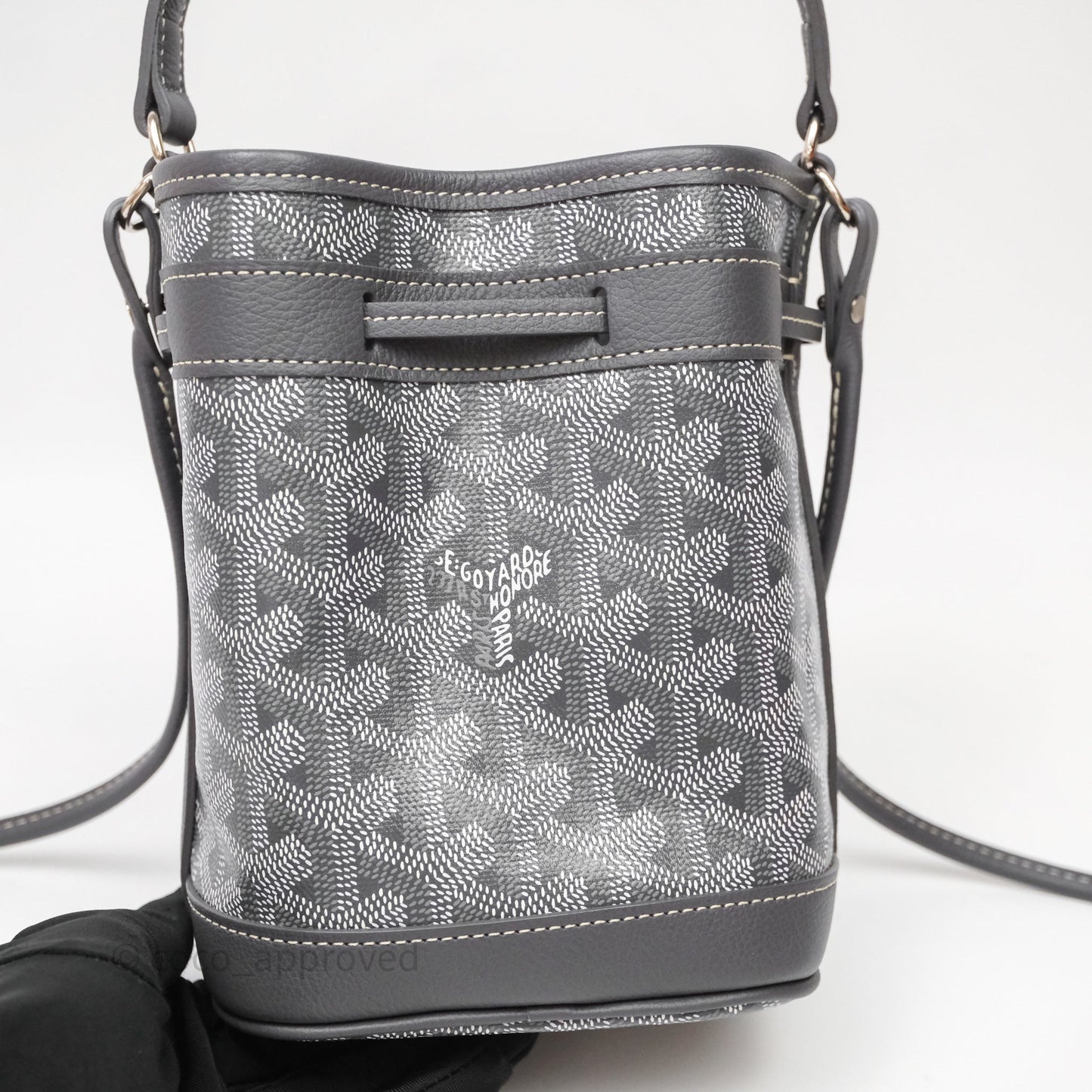 Goyard Petit Flot Mini Bucket Bag Grey Goyardine Canvas