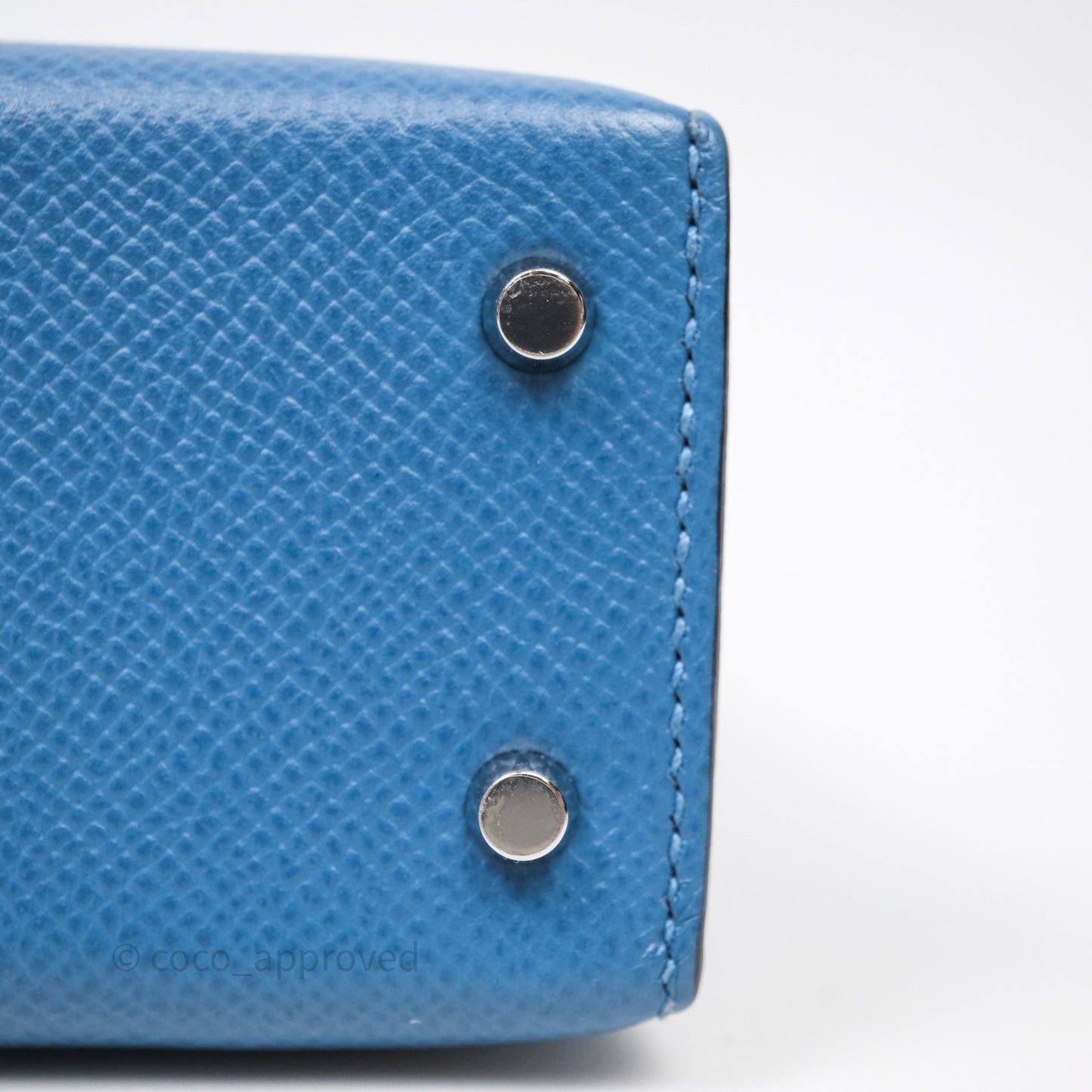 Hermès Mini Kelly Bleu Azur 7R Epsom Palladium Hardware