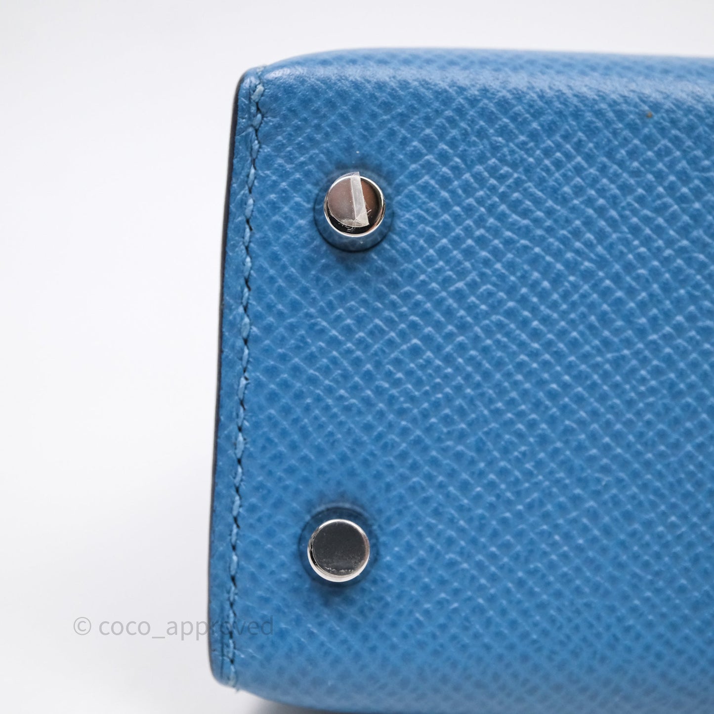 Hermès Mini Kelly Bleu Azur 7R Epsom Palladium Hardware