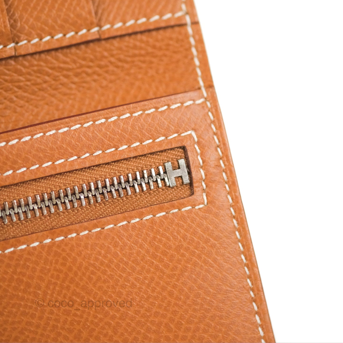 Hermes Bearn Trifold Compact Wallet Gold Epsom Palladium Hardware
