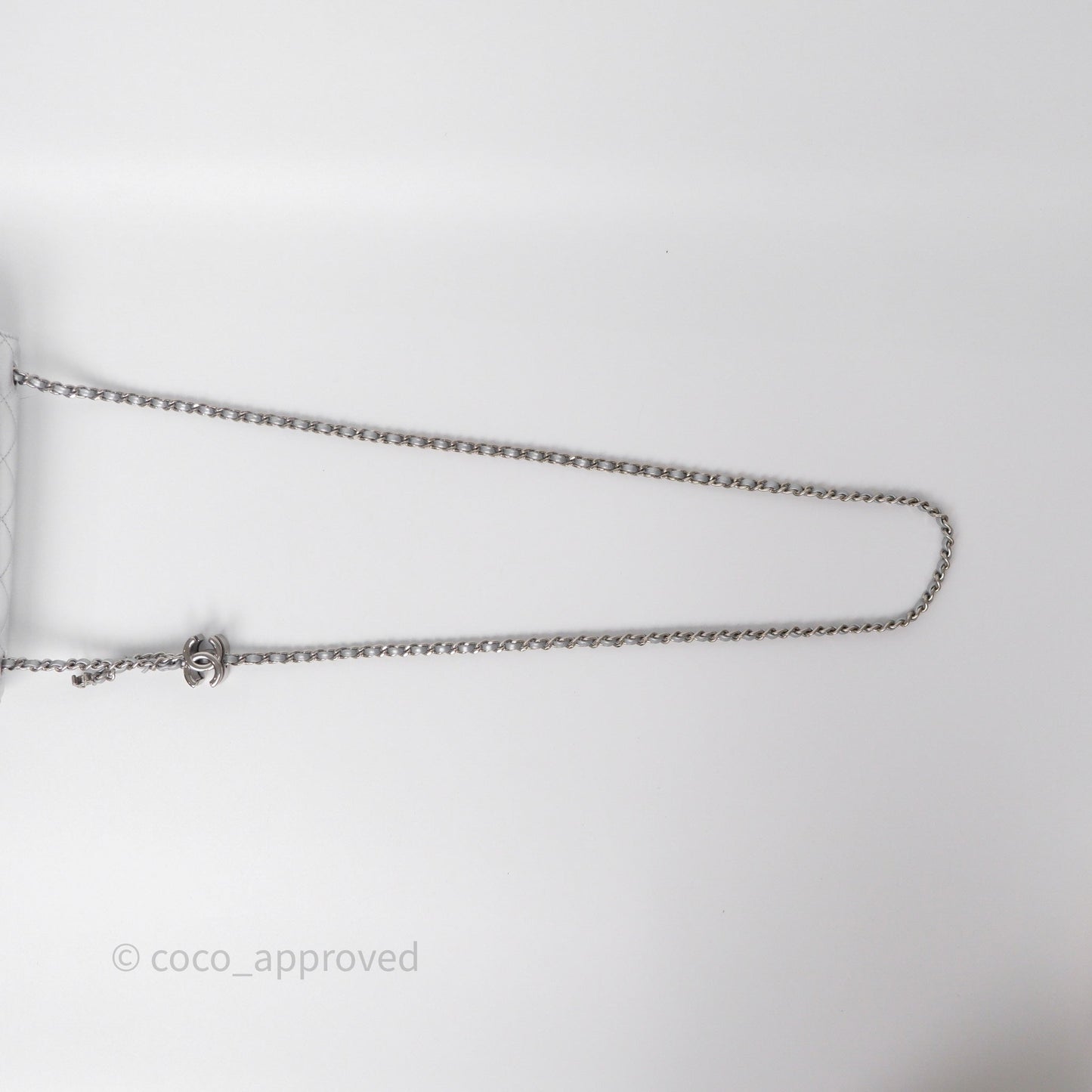Chanel Quilted Mini Rectangular With Enamel CC Adjustable Chain Metallic Silver Caviar