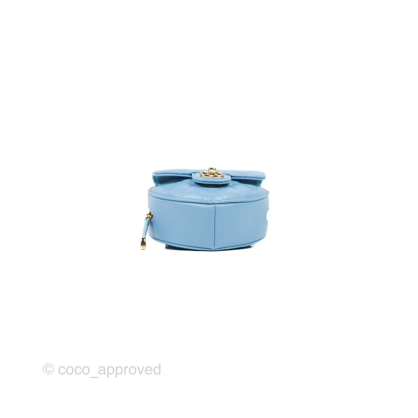 Chanel Mini Heart Belt Bag Blue Lambskin Gold Hardware 22S