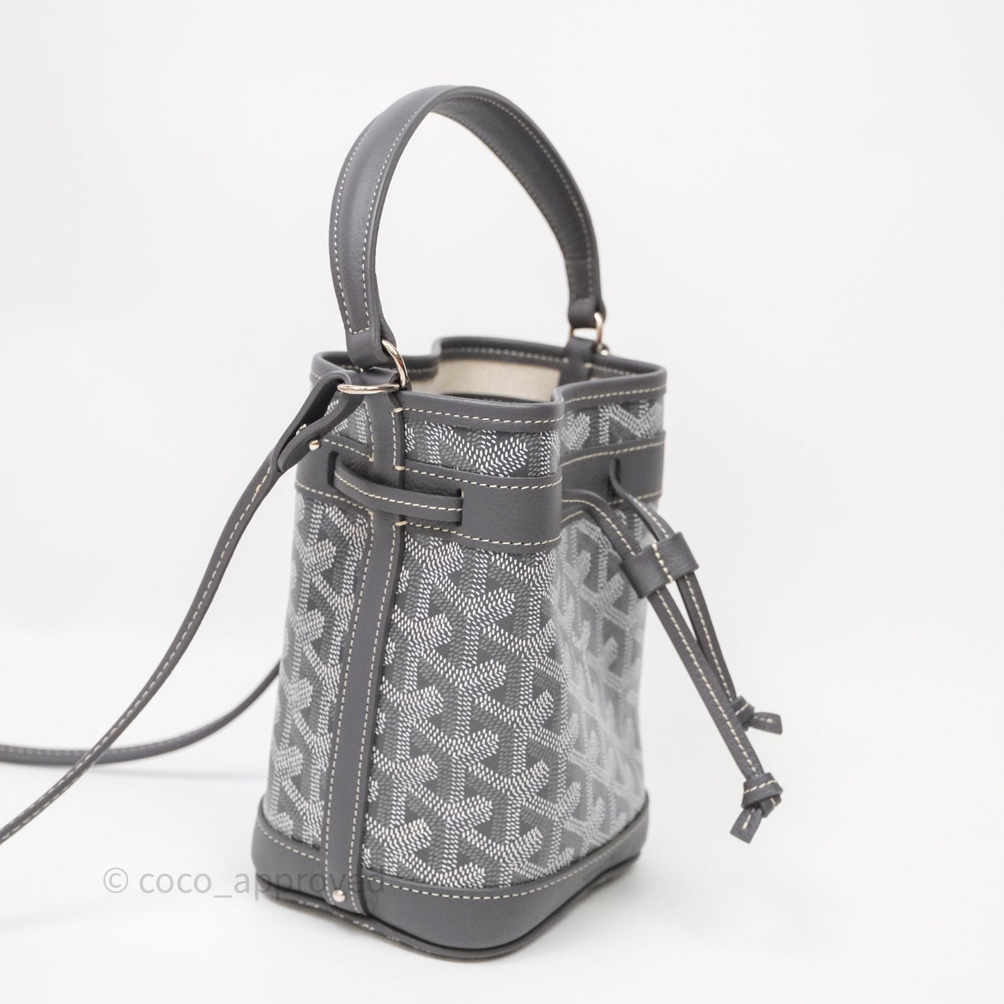 Goyard Petit Flot Mini Bucket Bag Grey Goyardine Canvas