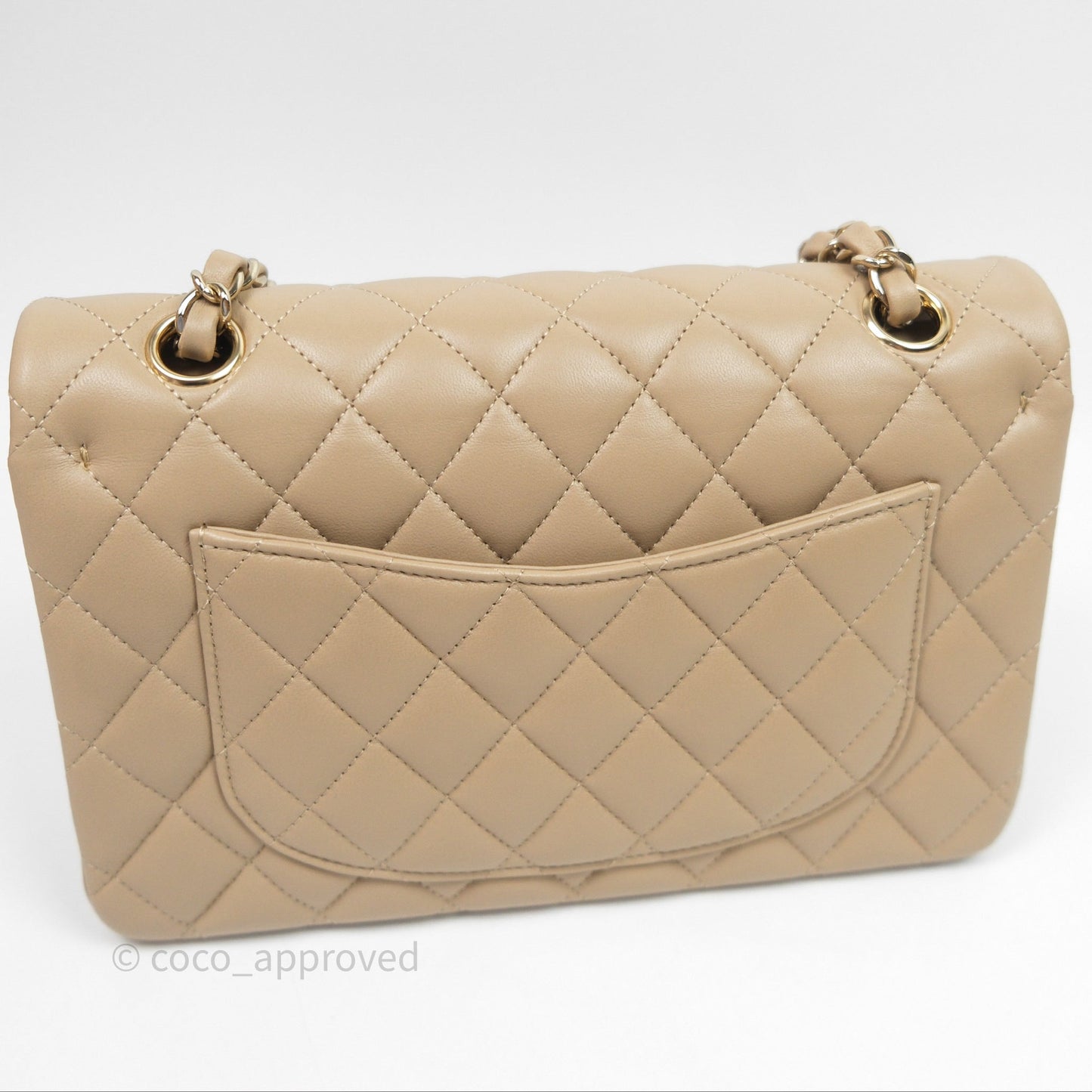 Chanel Small Quilted Classic Flap Beige Lambskin Gold Hardware