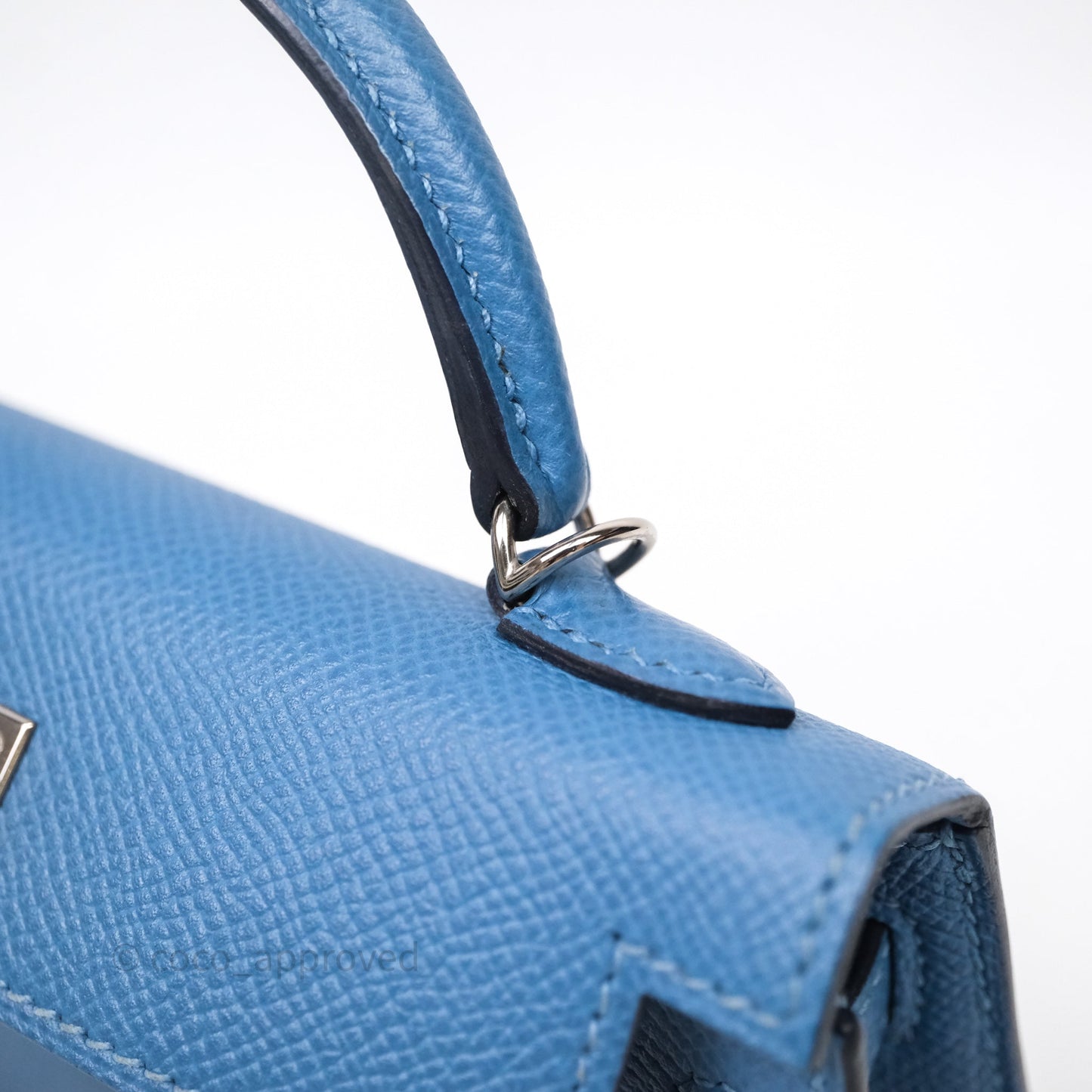 Hermès Mini Kelly Bleu Azur 7R Epsom Palladium Hardware