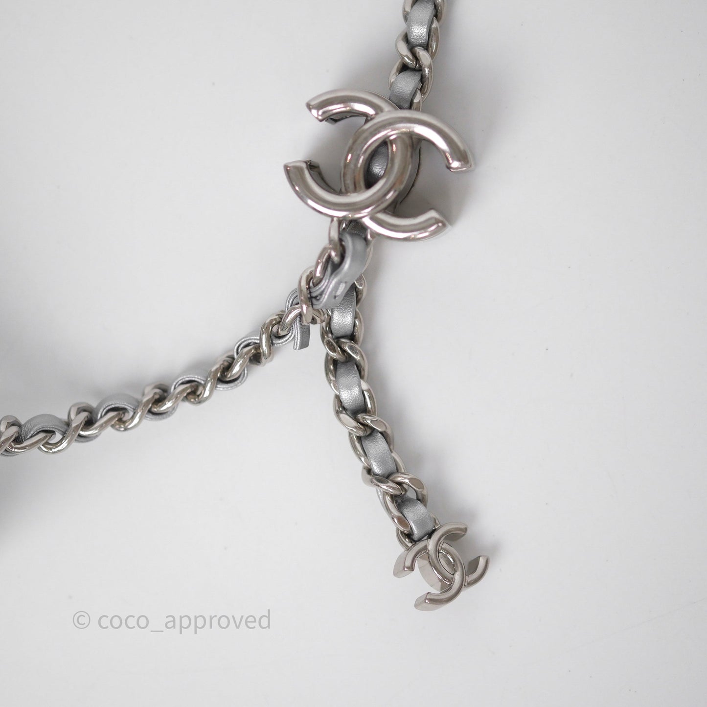 Chanel Quilted Mini Rectangular With Enamel CC Adjustable Chain Metallic Silver Caviar