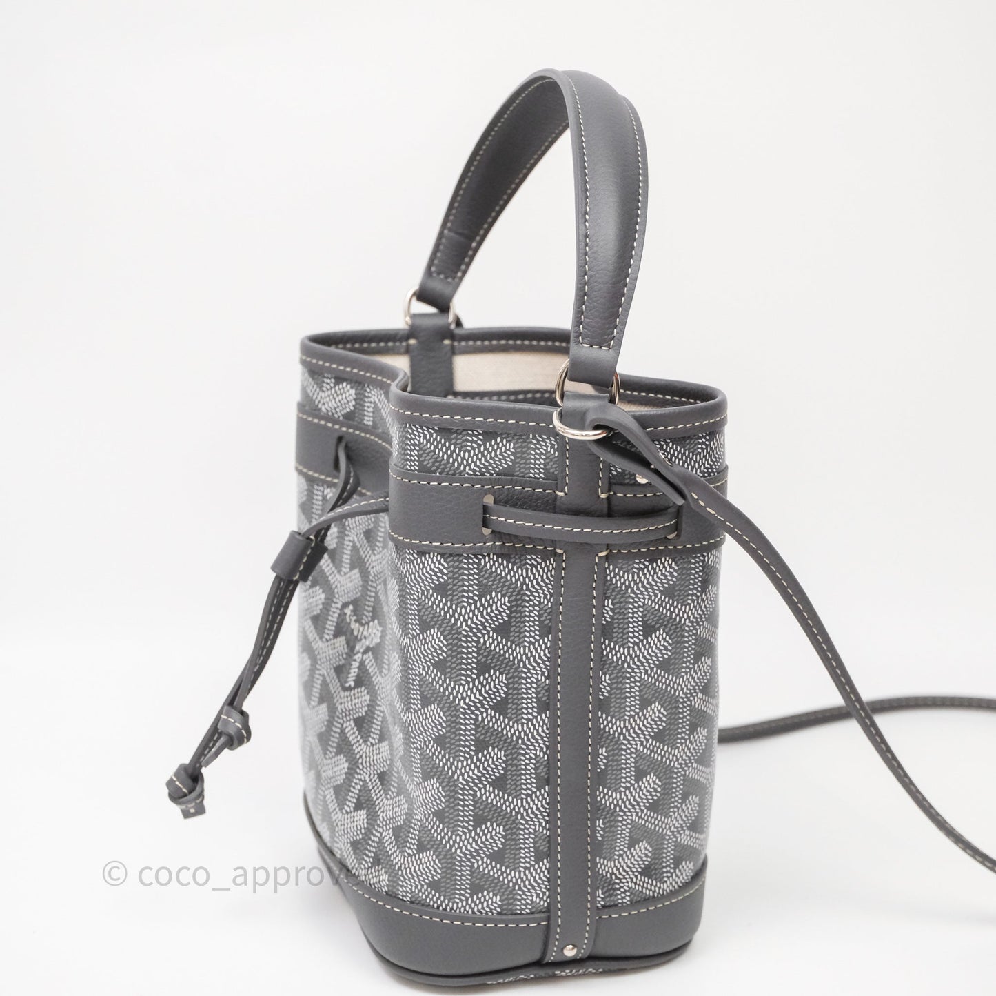Goyard Petit Flot Mini Bucket Bag Grey Goyardine Canvas
