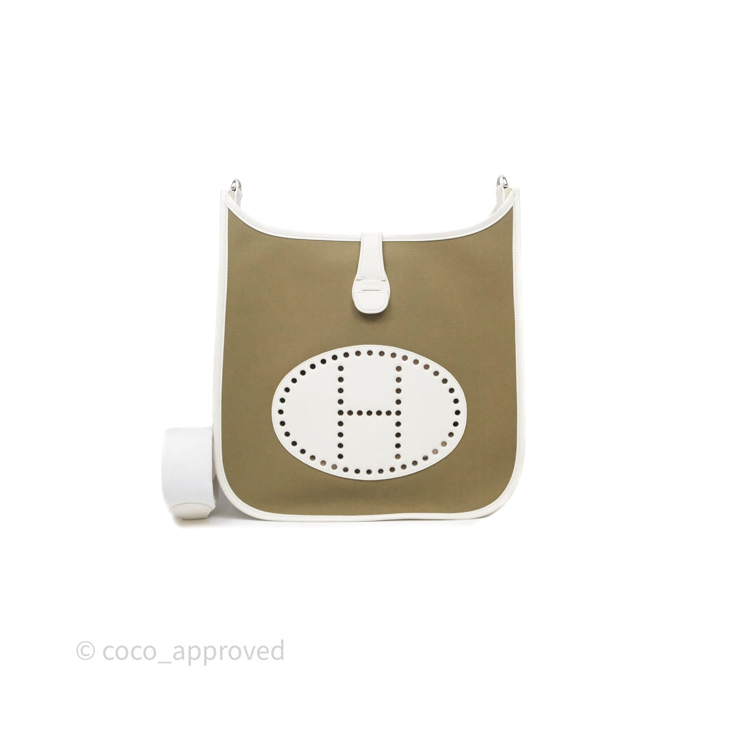 Hermes Evelyne III 29 Khaki/ White Palladium Hardware