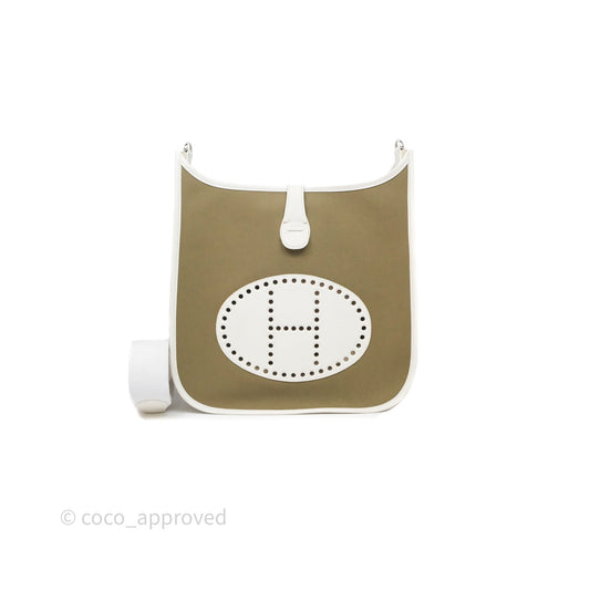 Hermes Evelyne III 29 Khaki/ White Palladium Hardware