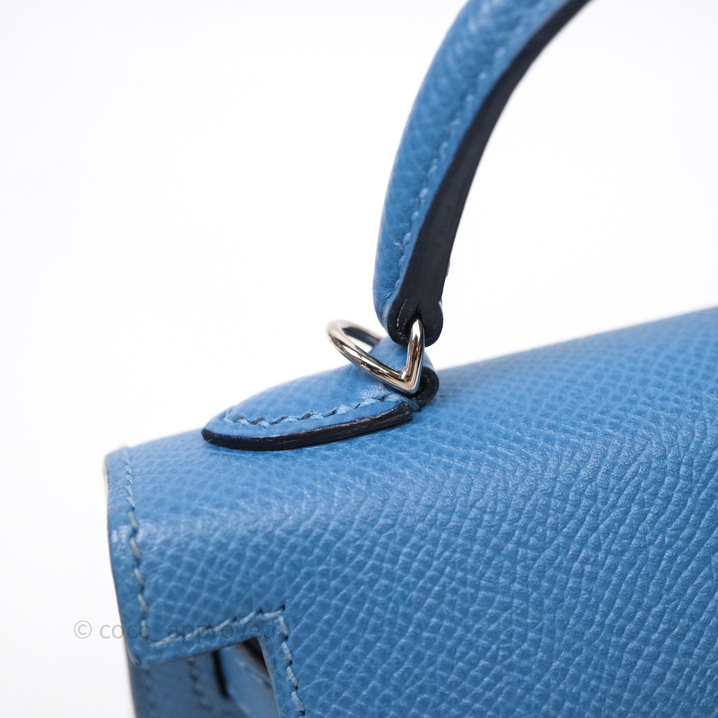 Hermès Mini Kelly Bleu Azur 7R Epsom Palladium Hardware