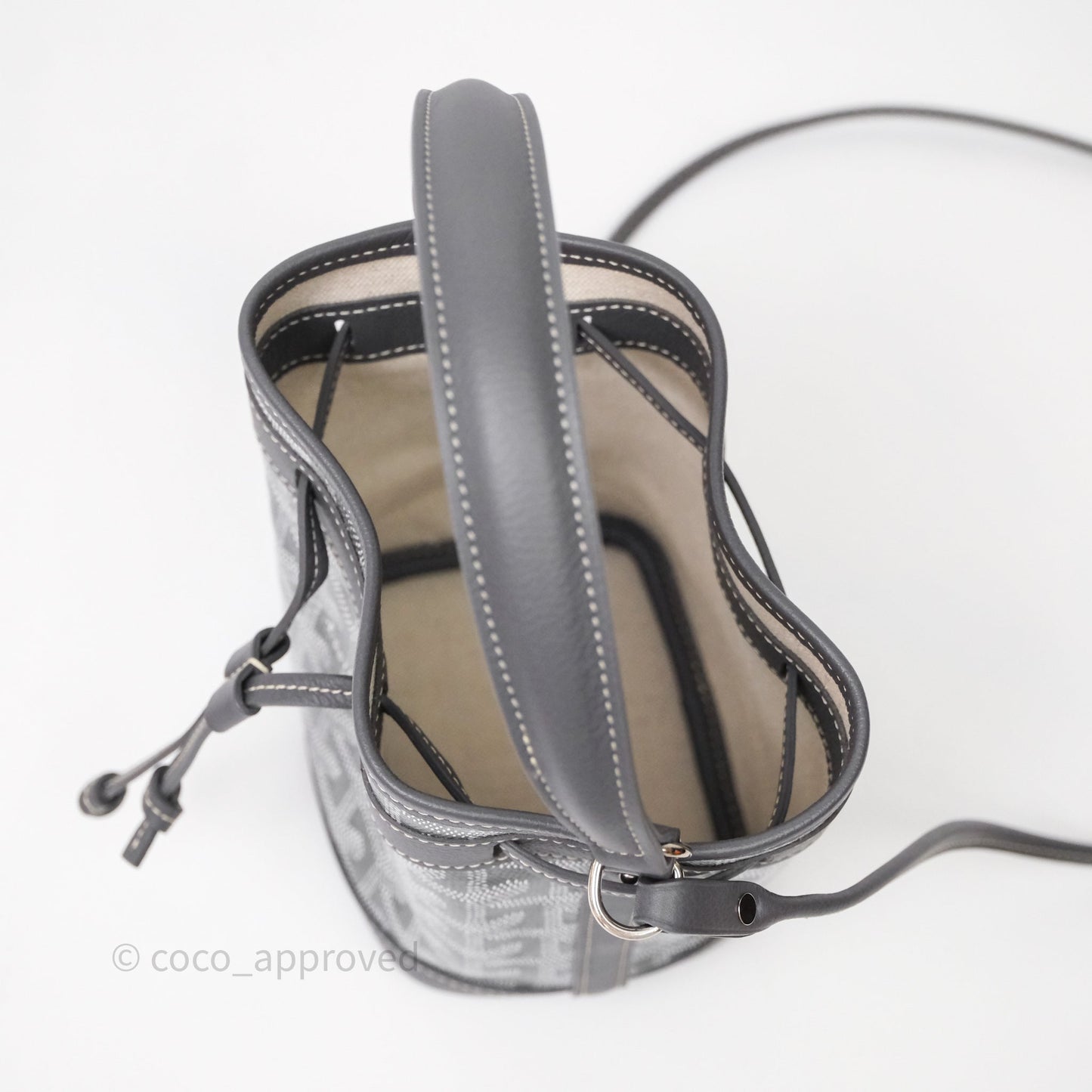 Goyard Petit Flot Mini Bucket Bag Grey Goyardine Canvas
