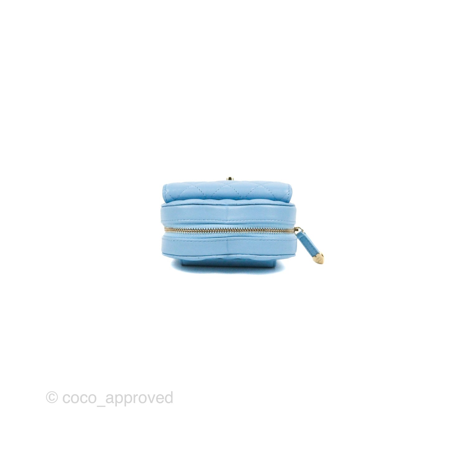 Chanel Mini Heart Belt Bag Blue Lambskin Gold Hardware 22S