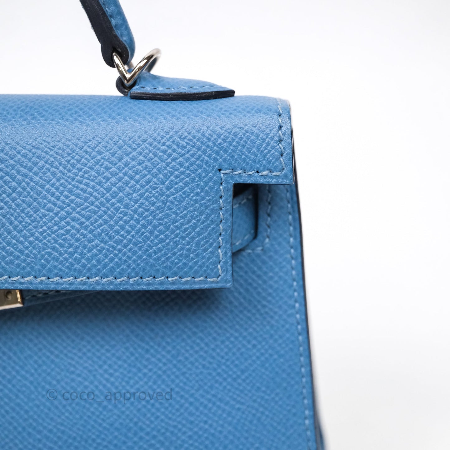 Hermès Mini Kelly Bleu Azur 7R Epsom Palladium Hardware