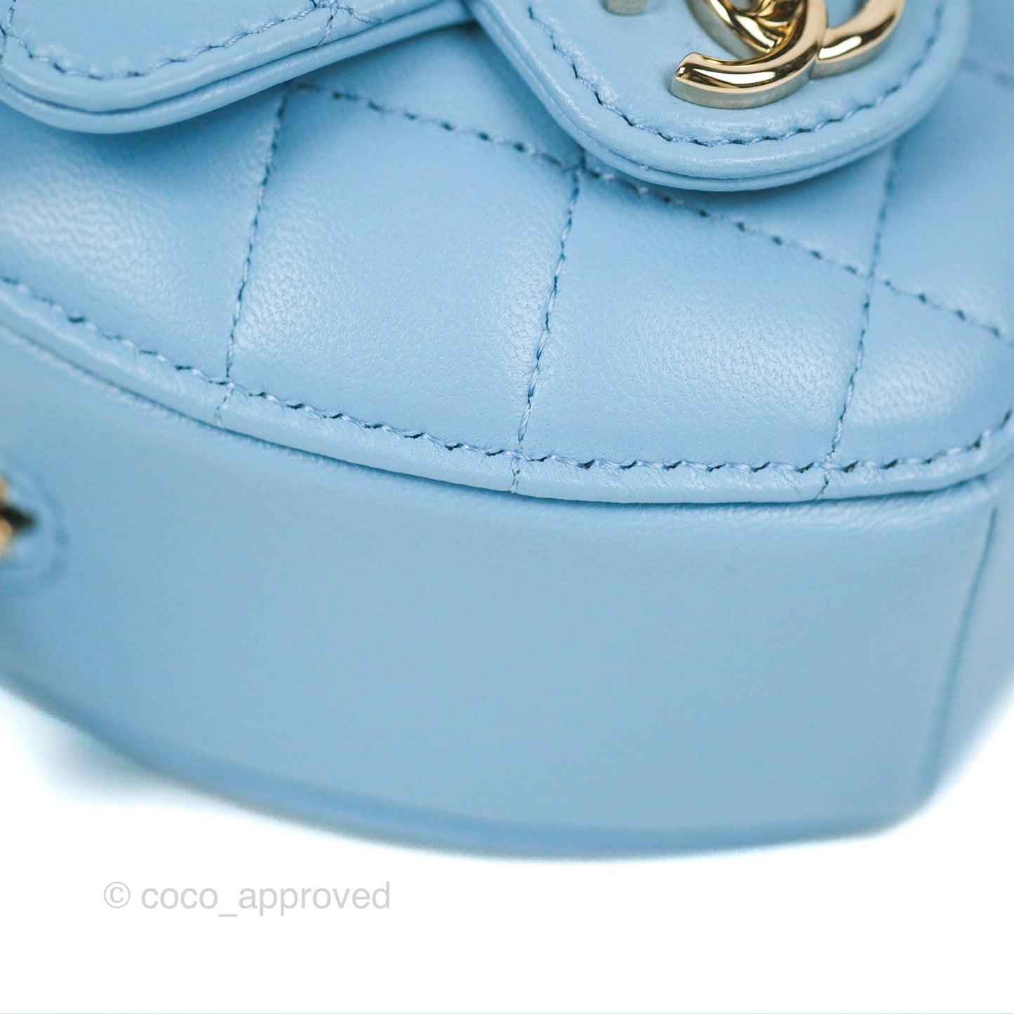 Chanel Mini Heart Belt Bag Blue Lambskin Gold Hardware 22S