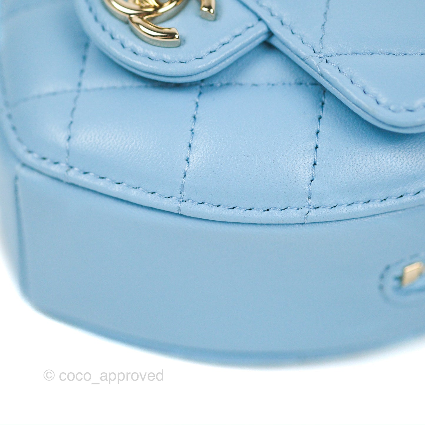 Chanel Mini Heart Belt Bag Blue Lambskin Gold Hardware 22S