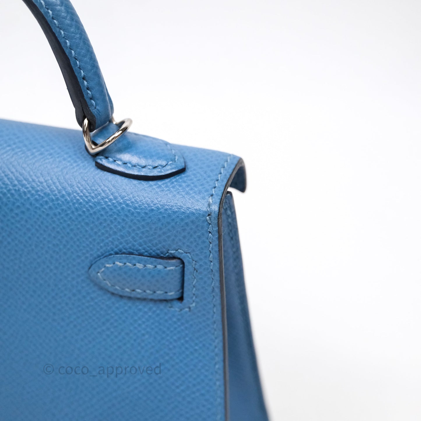 Hermès Mini Kelly Bleu Azur 7R Epsom Palladium Hardware