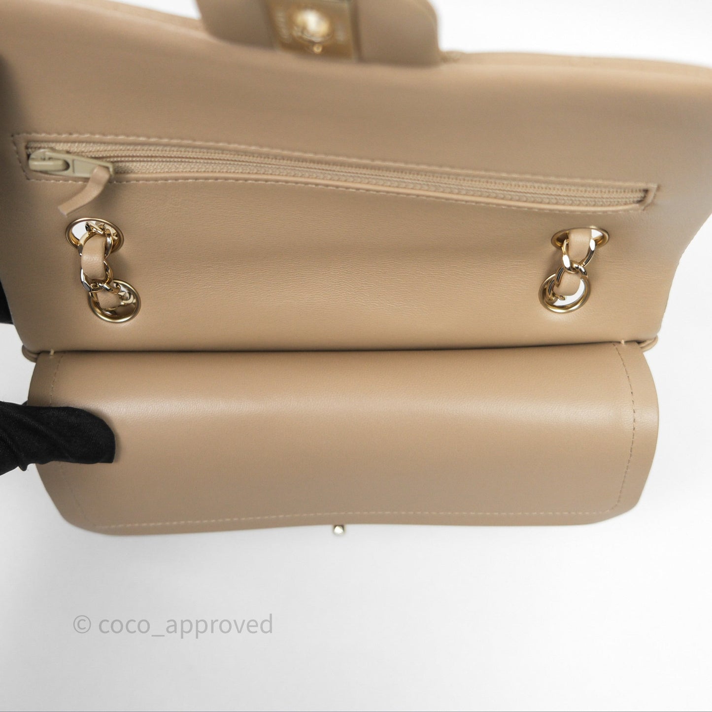 Chanel Small Quilted Classic Flap Beige Lambskin Gold Hardware