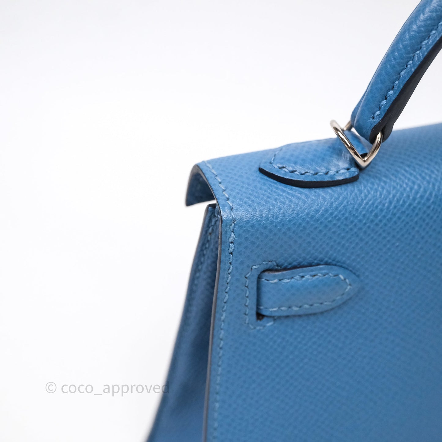 Hermès Mini Kelly Bleu Azur 7R Epsom Palladium Hardware