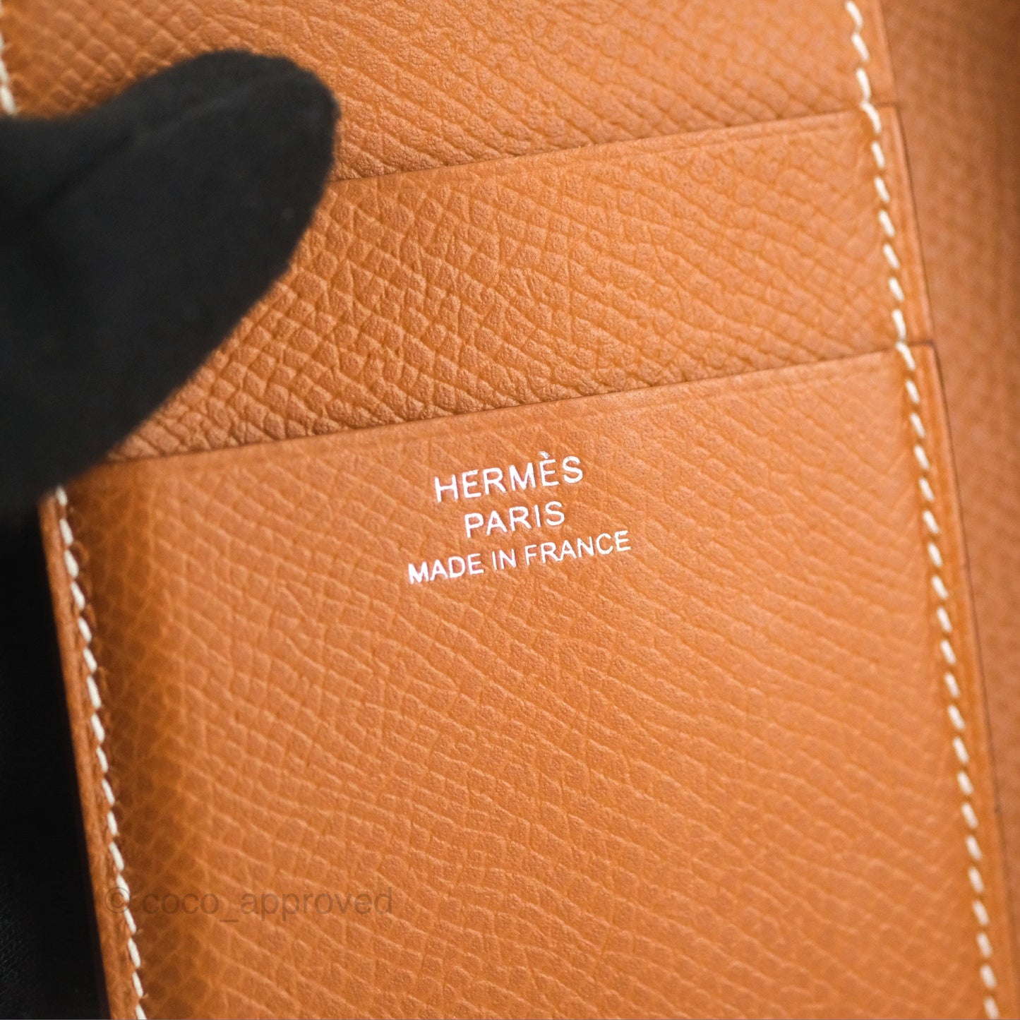 Hermes Bearn Trifold Compact Wallet Gold Epsom Palladium Hardware