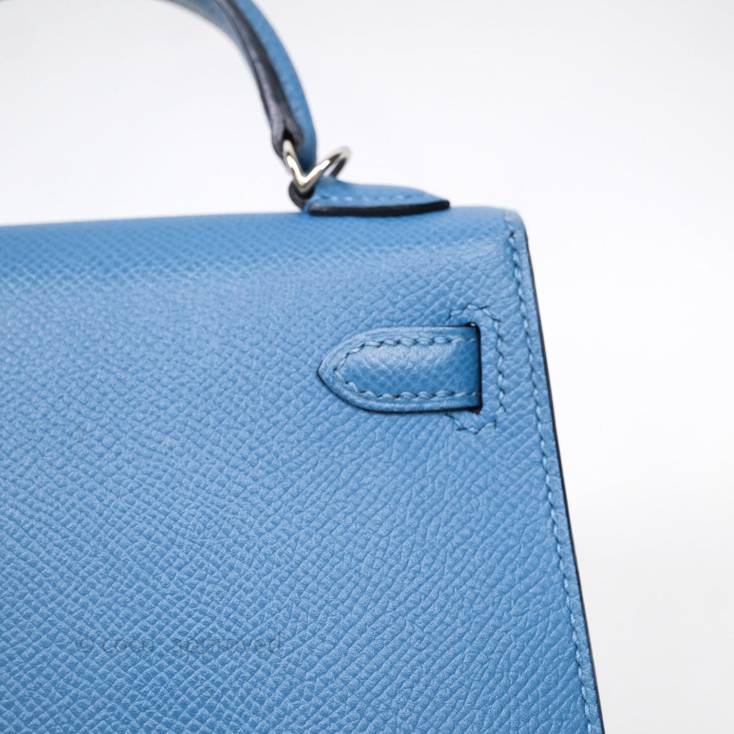 Hermès Mini Kelly Bleu Azur 7R Epsom Palladium Hardware