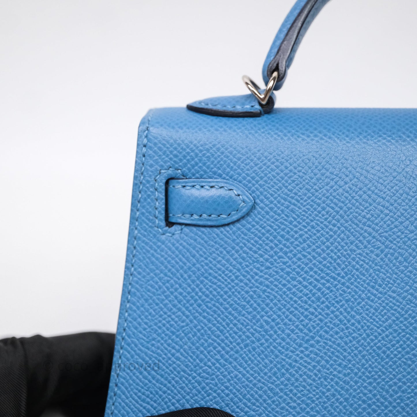 Hermès Mini Kelly Bleu Azur 7R Epsom Palladium Hardware