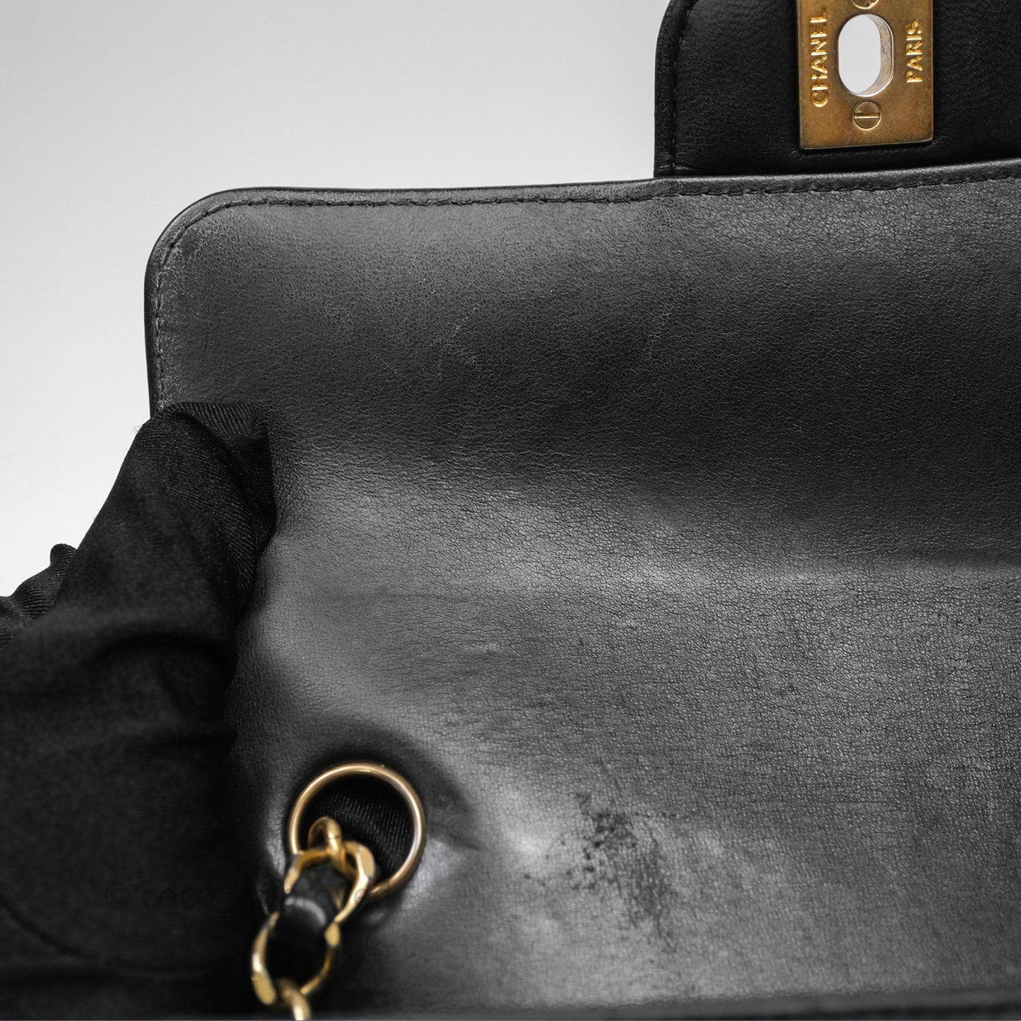 Chanel Mini Rectangular Chevron Black Lambskin Aged Gold Hardware