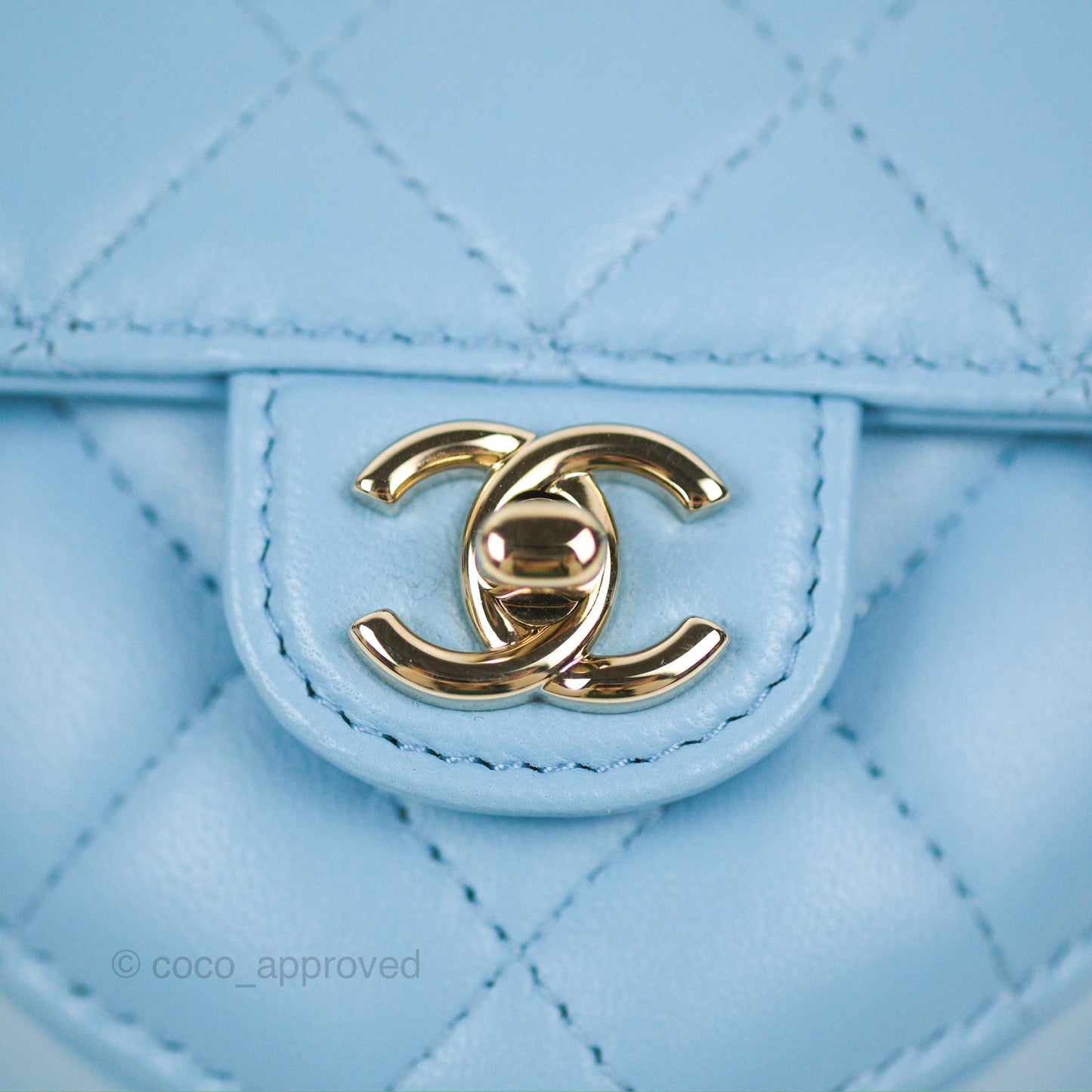 Chanel Mini Heart Belt Bag Blue Lambskin Gold Hardware 22S