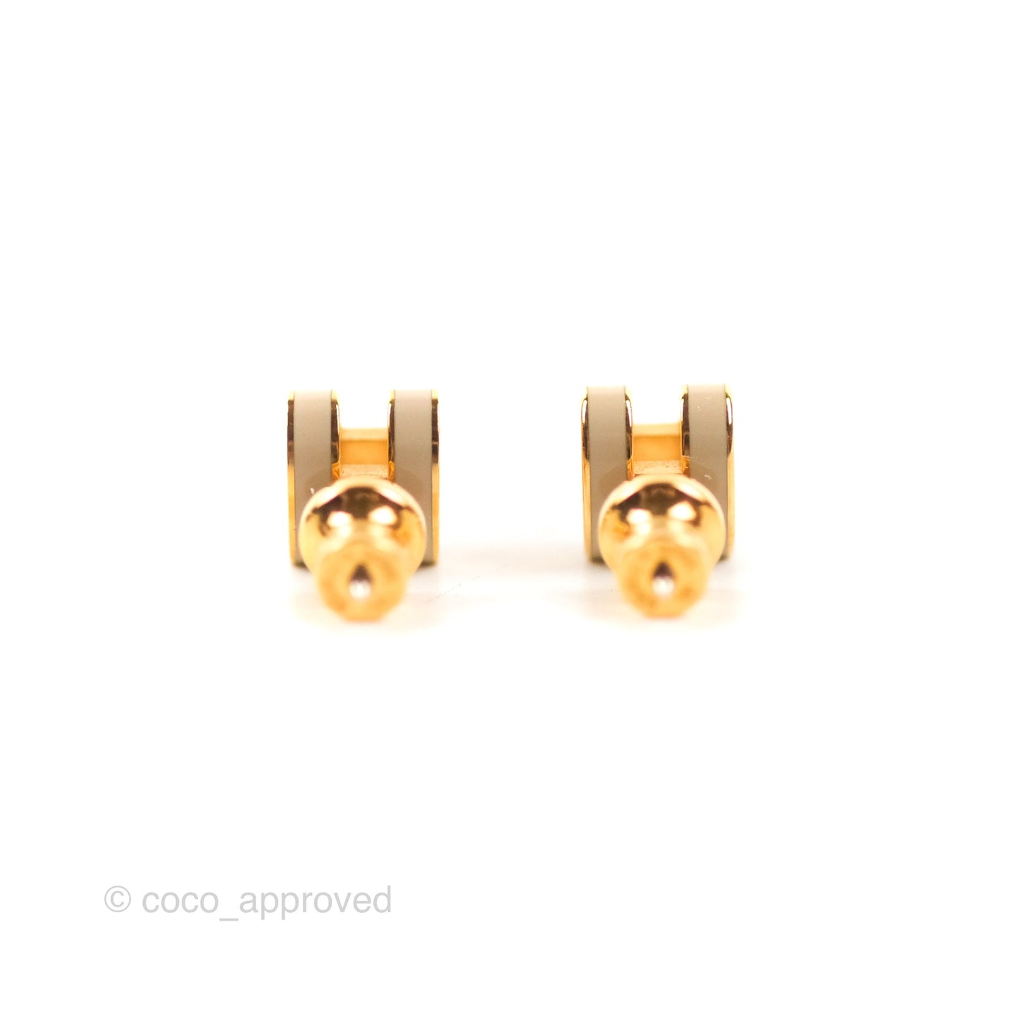 Hermès Mini Pop H Earrings Marron Glace Gold Hardware