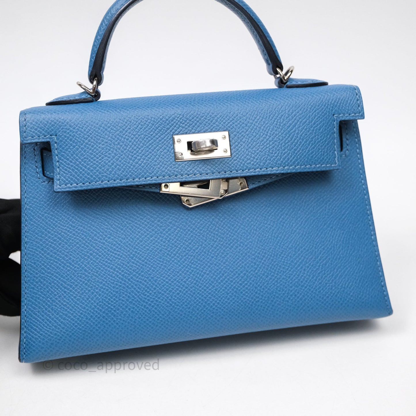 Hermès Mini Kelly Bleu Azur 7R Epsom Palladium Hardware