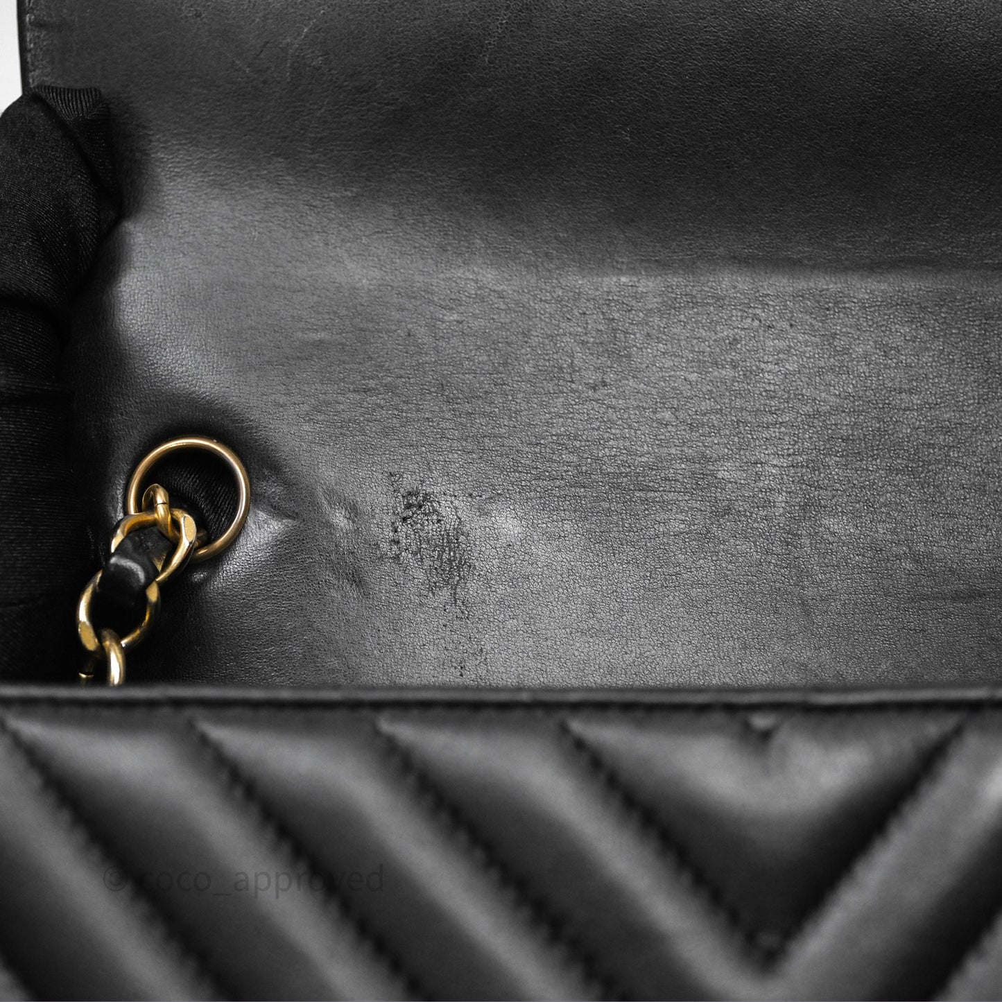 Chanel Mini Rectangular Chevron Black Lambskin Aged Gold Hardware