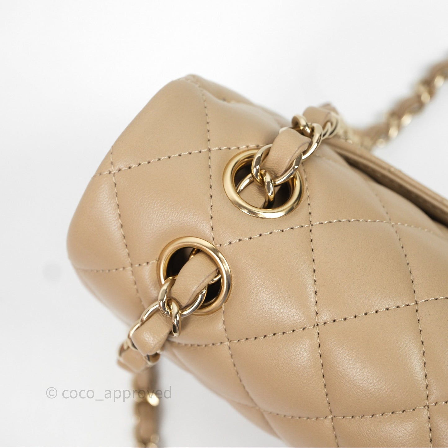 Chanel Small Quilted Classic Flap Beige Lambskin Gold Hardware