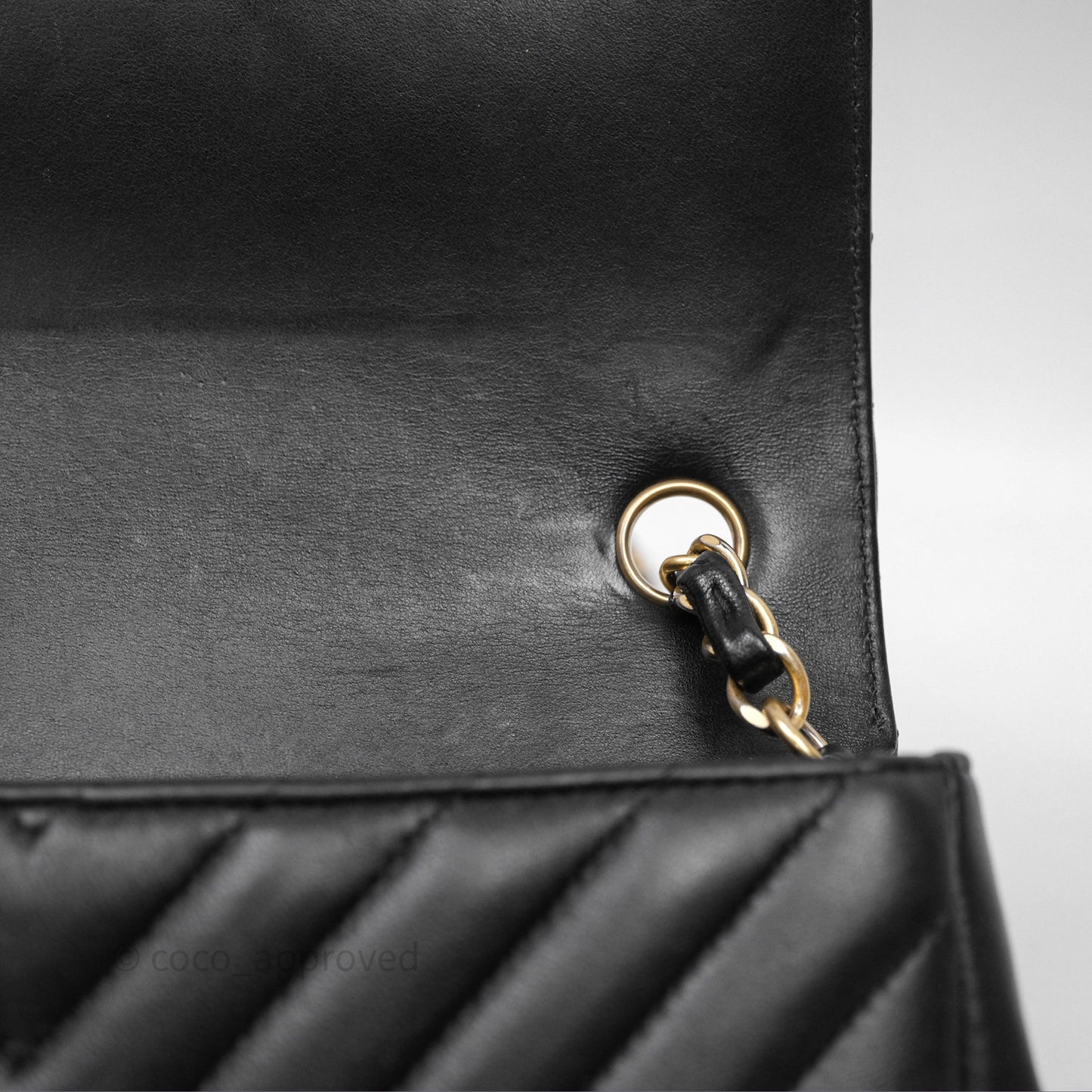 Chanel Mini Rectangular Chevron Black Lambskin Aged Gold Hardware