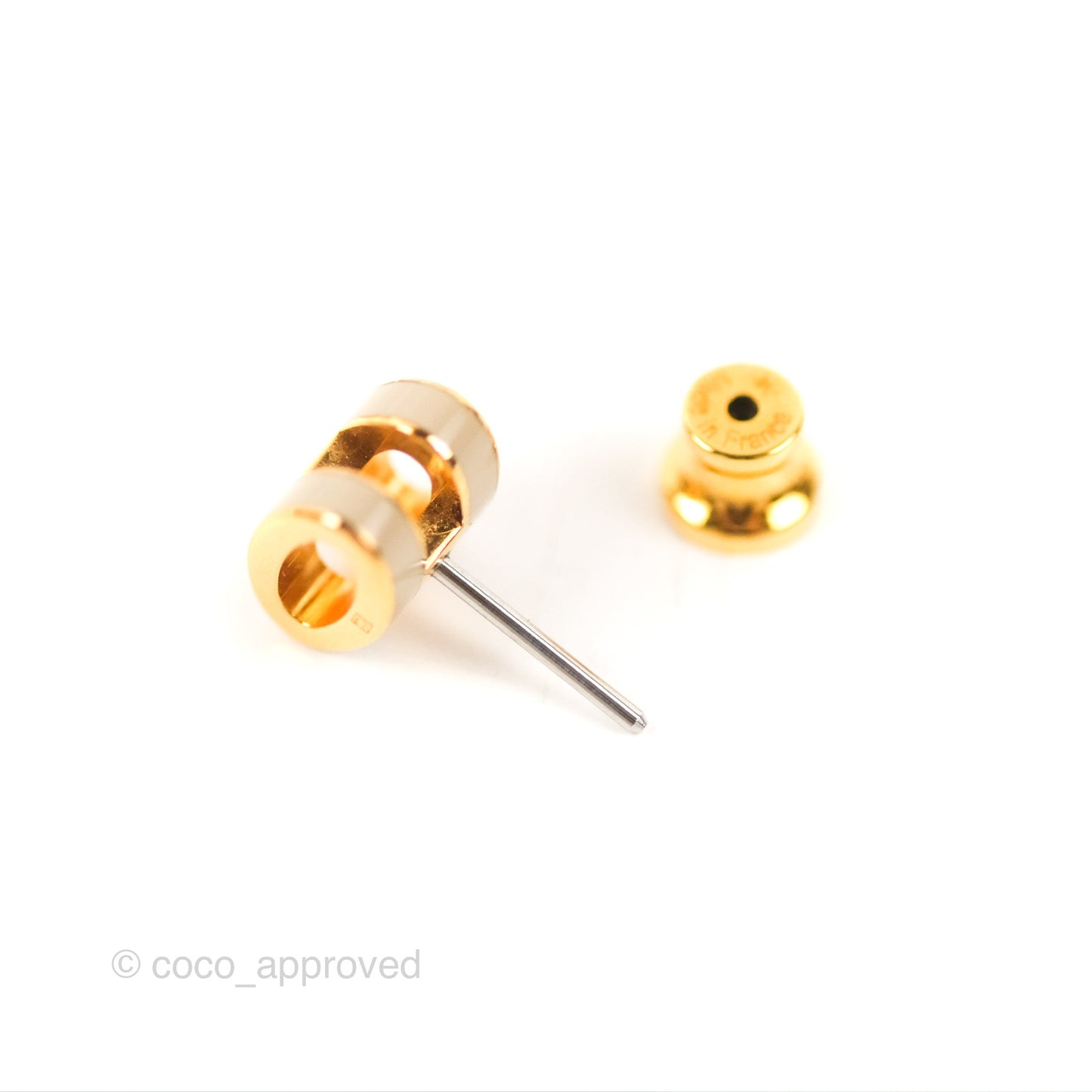 Hermès Mini Pop H Earrings Marron Glace Gold Hardware