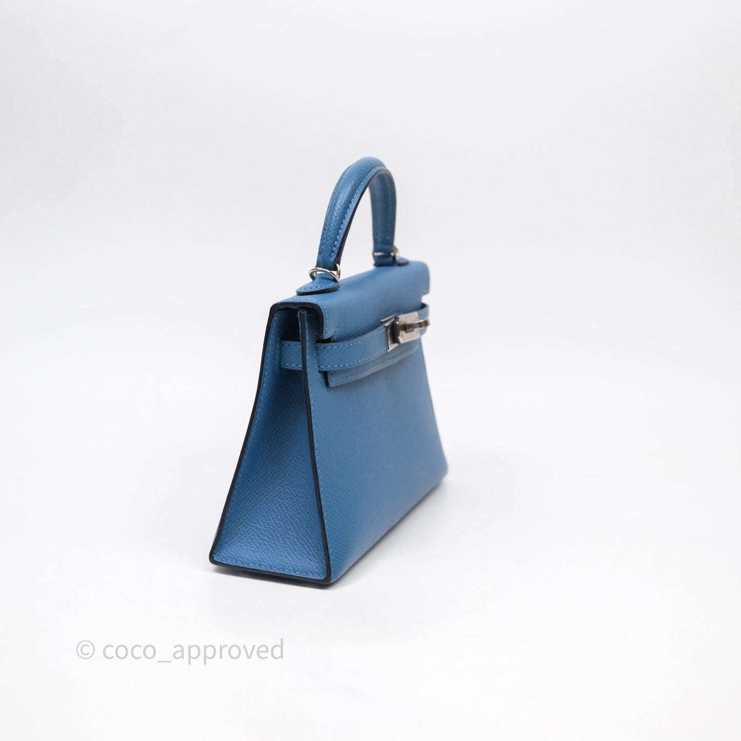 Hermès Mini Kelly Bleu Azur 7R Epsom Palladium Hardware