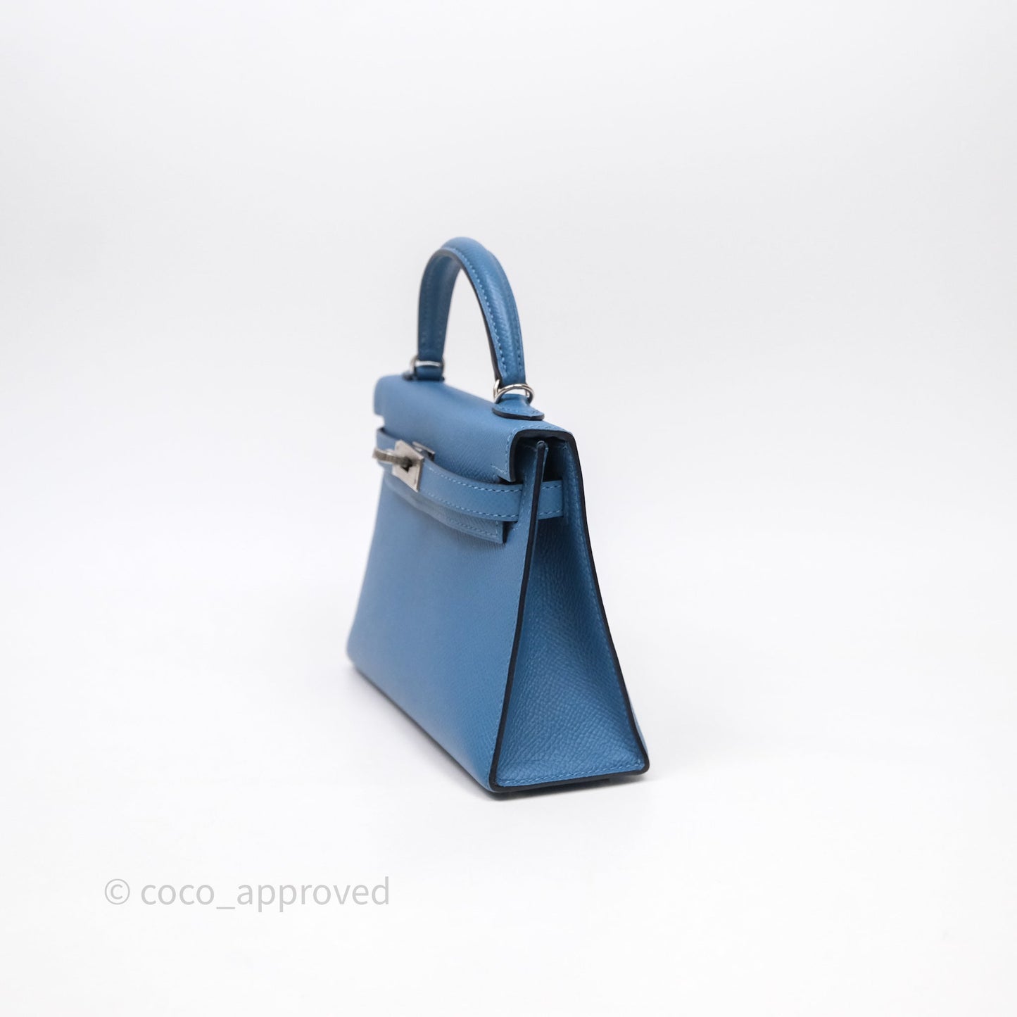 Hermès Mini Kelly Bleu Azur 7R Epsom Palladium Hardware