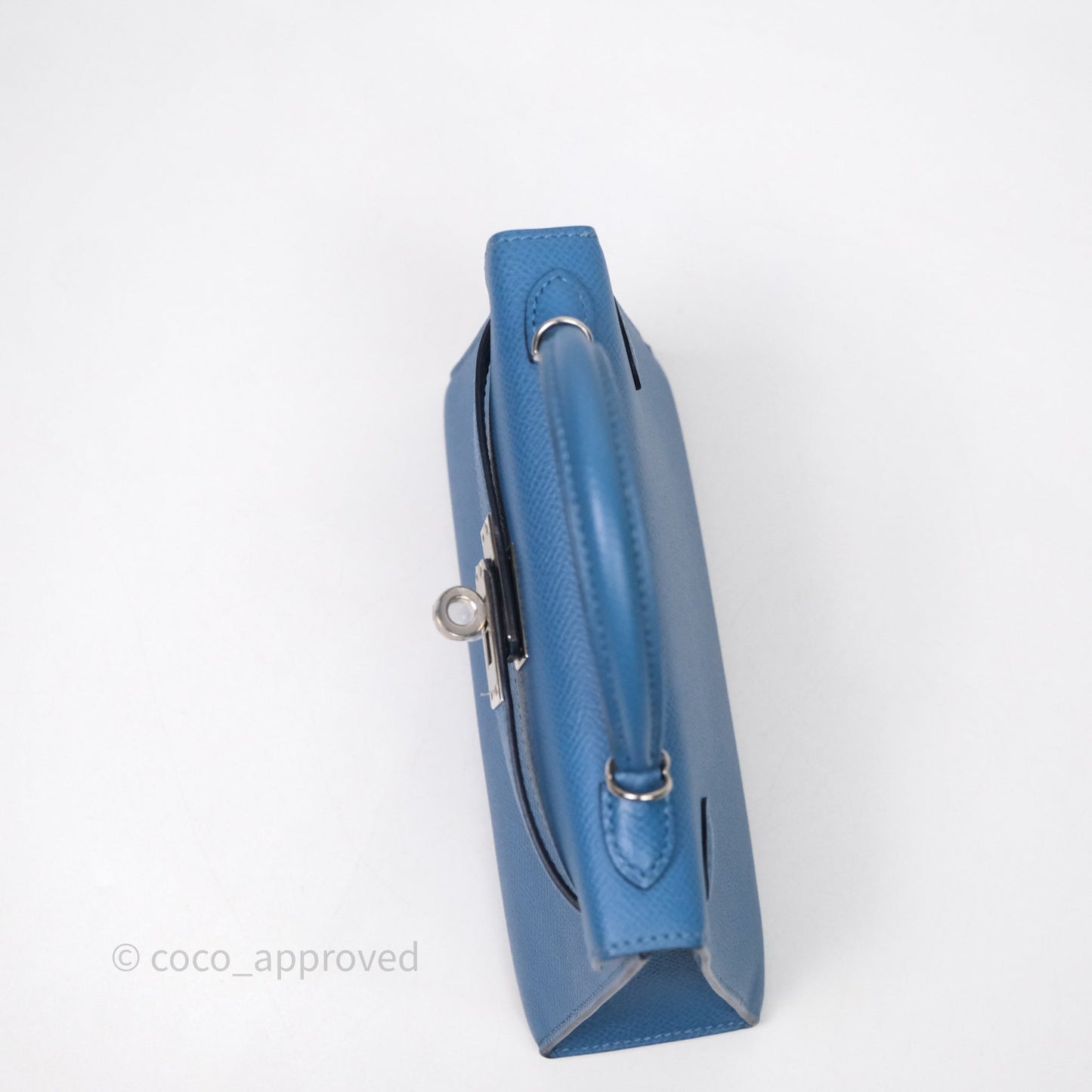 Hermès Mini Kelly Bleu Azur 7R Epsom Palladium Hardware