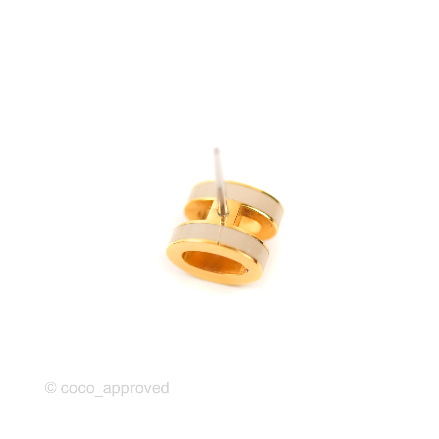 Hermès Mini Pop H Earrings Marron Glace Gold Hardware