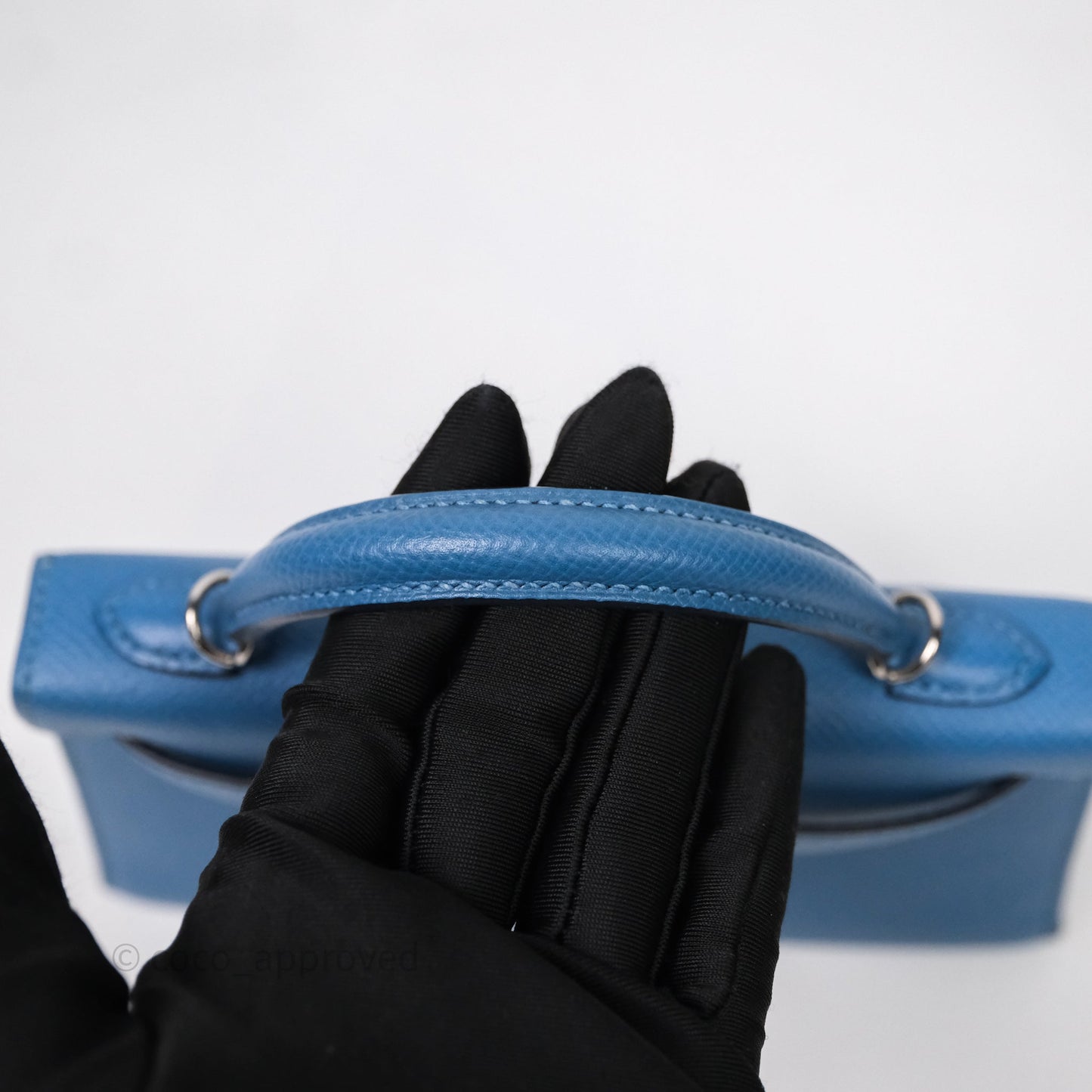 Hermès Mini Kelly Bleu Azur 7R Epsom Palladium Hardware