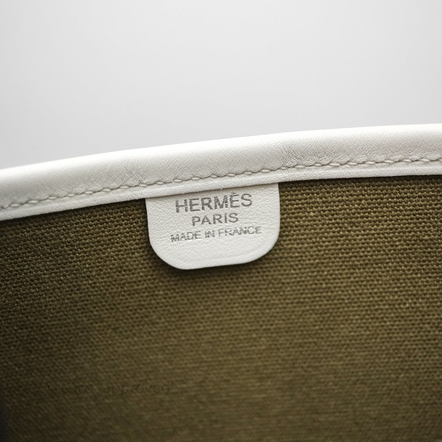 Hermes Evelyne III 29 Khaki/ White Palladium Hardware