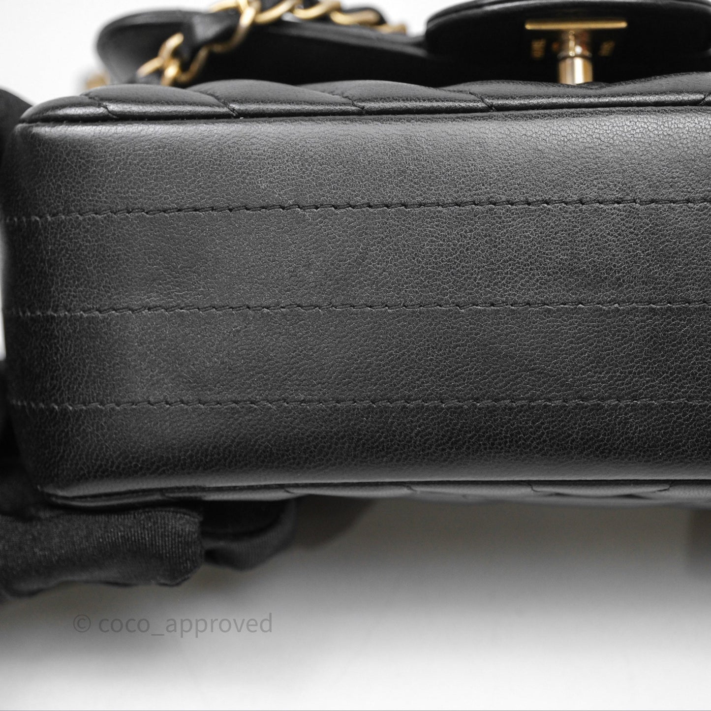 Chanel Mini Rectangular Chevron Black Lambskin Aged Gold Hardware