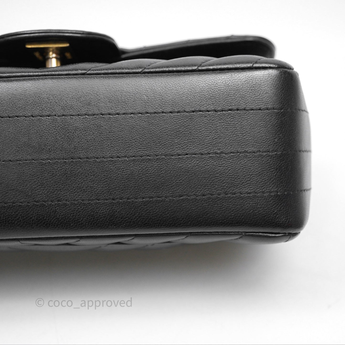 Chanel Mini Rectangular Chevron Black Lambskin Aged Gold Hardware