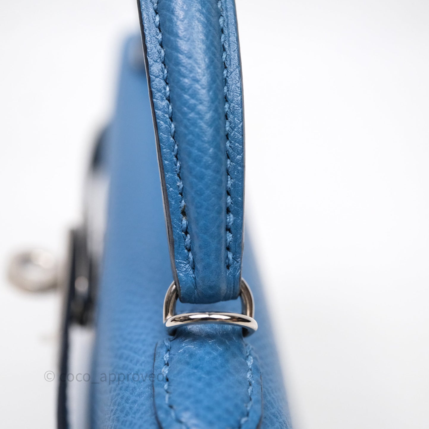 Hermès Mini Kelly Bleu Azur 7R Epsom Palladium Hardware