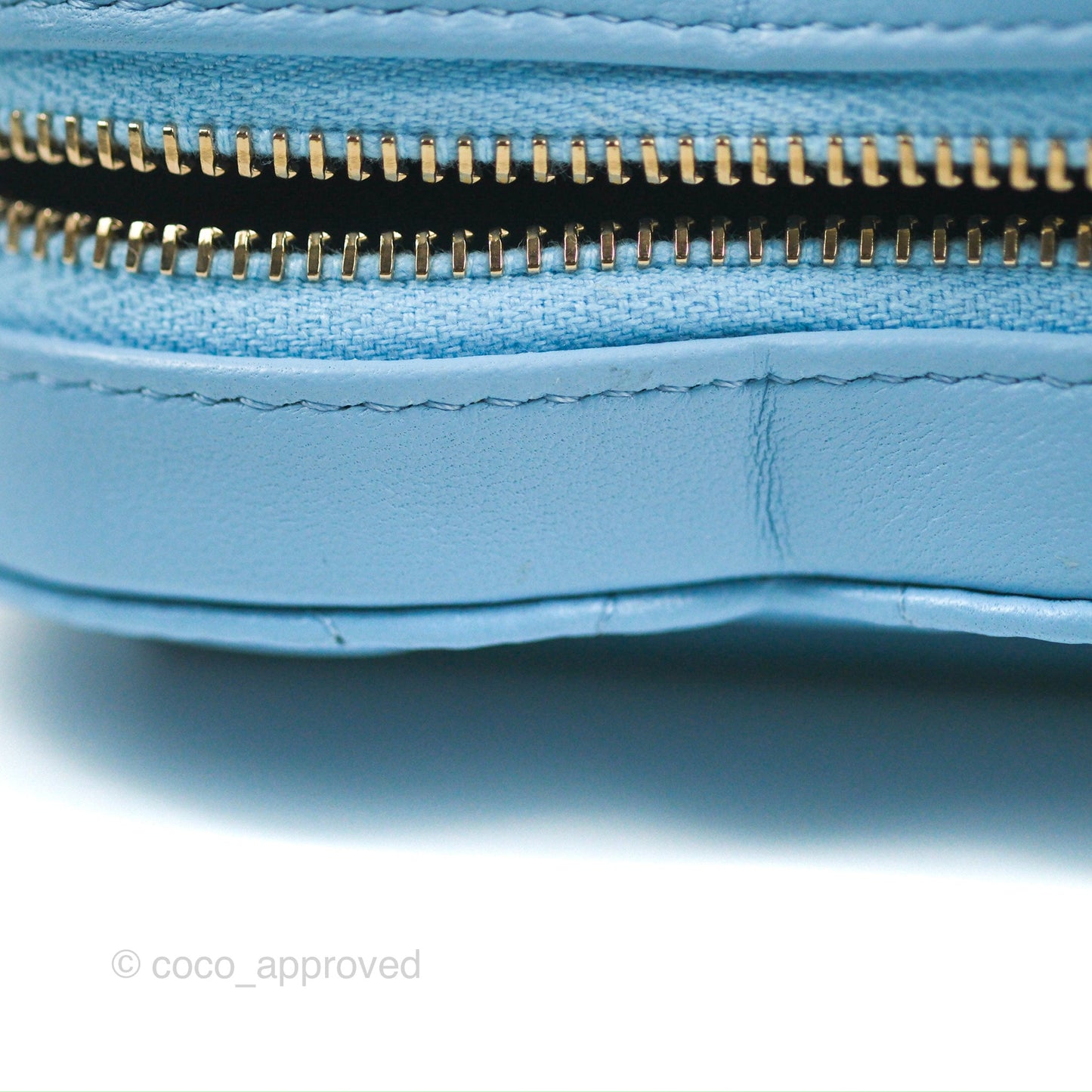 Chanel Mini Heart Belt Bag Blue Lambskin Gold Hardware 22S