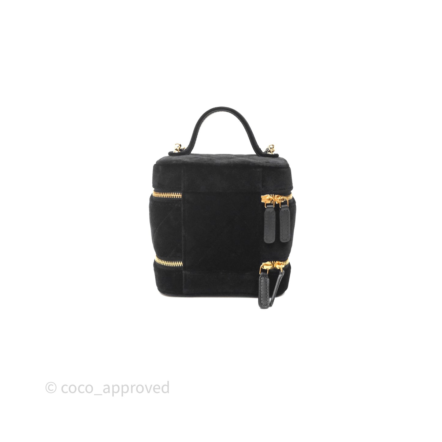 Chanel Top Handle Vanity With Chain Black Velvet Gold Hardware