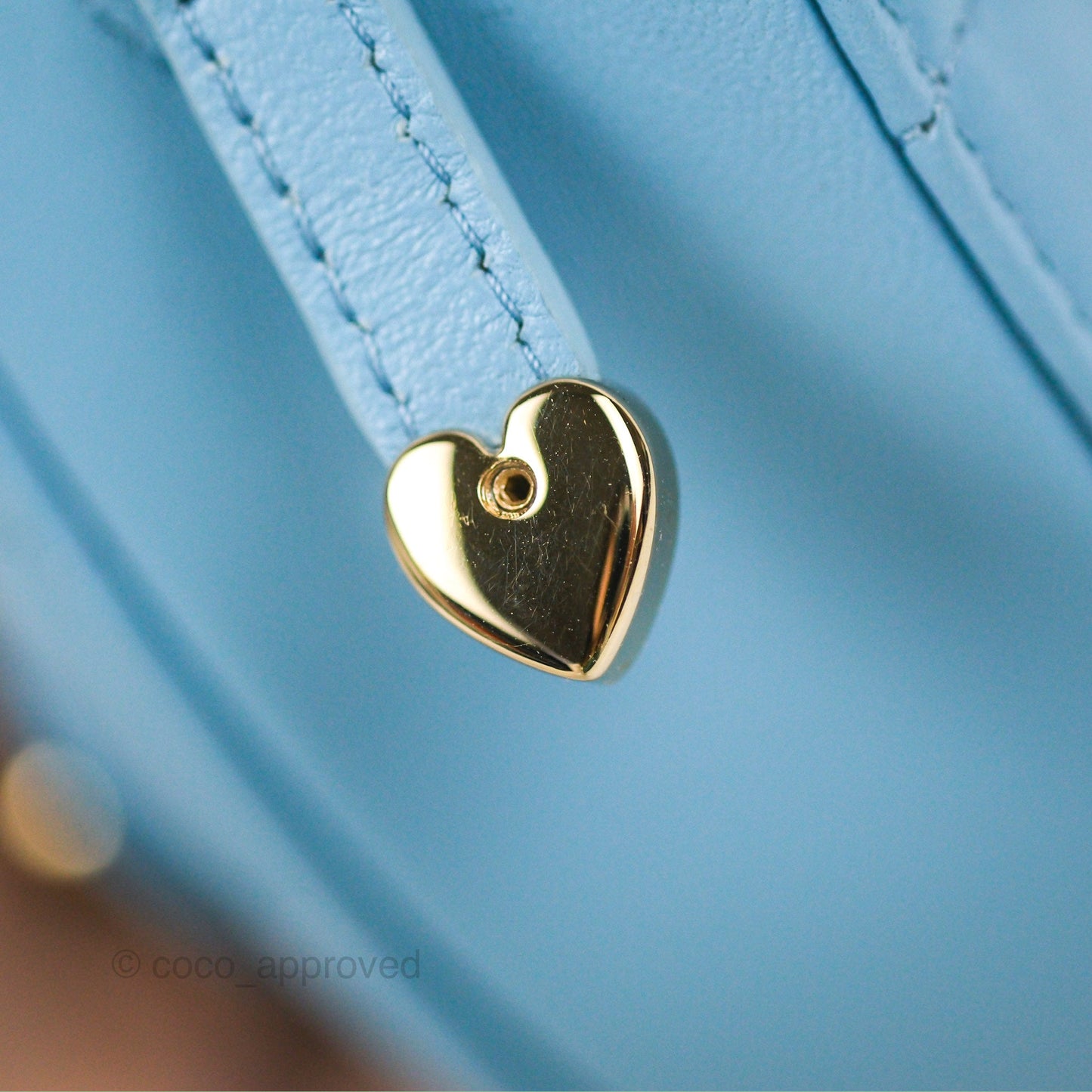 Chanel Mini Heart Belt Bag Blue Lambskin Gold Hardware 22S