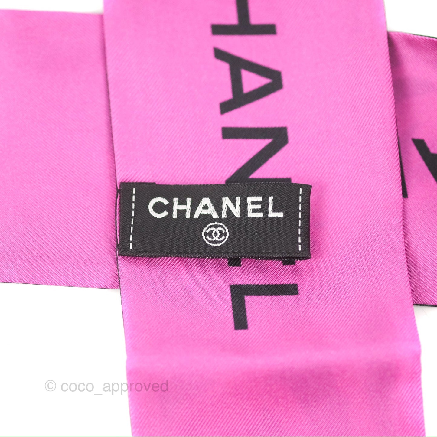 Chanel Flora Silk Twilly Scarf Black/Green/Pink 23A