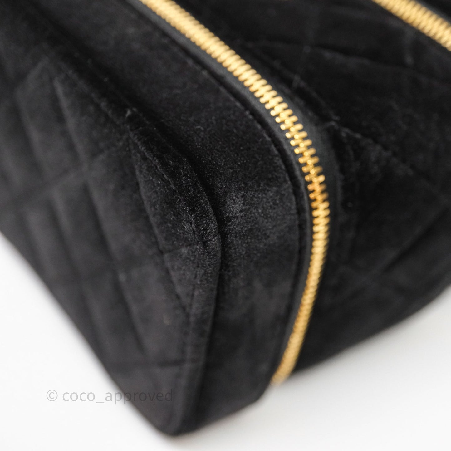 Chanel Top Handle Vanity With Chain Black Velvet Gold Hardware