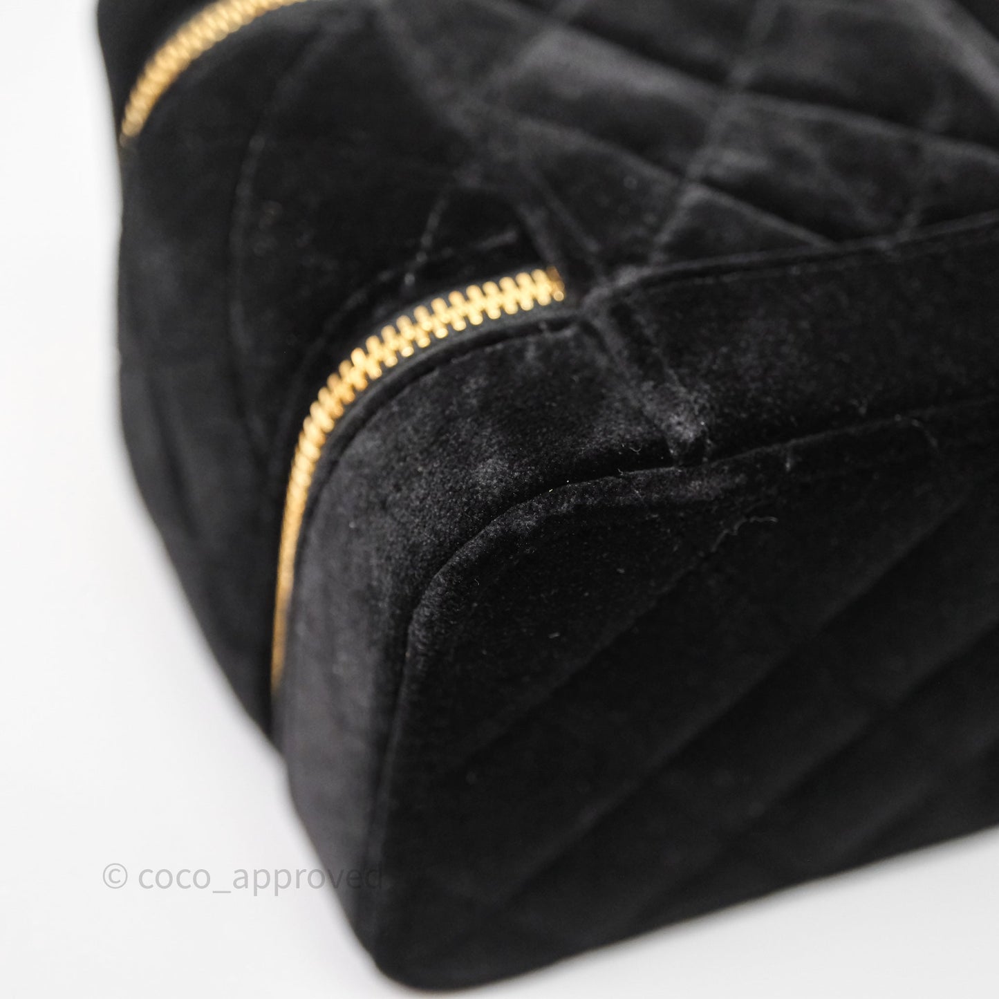 Chanel Top Handle Vanity With Chain Black Velvet Gold Hardware