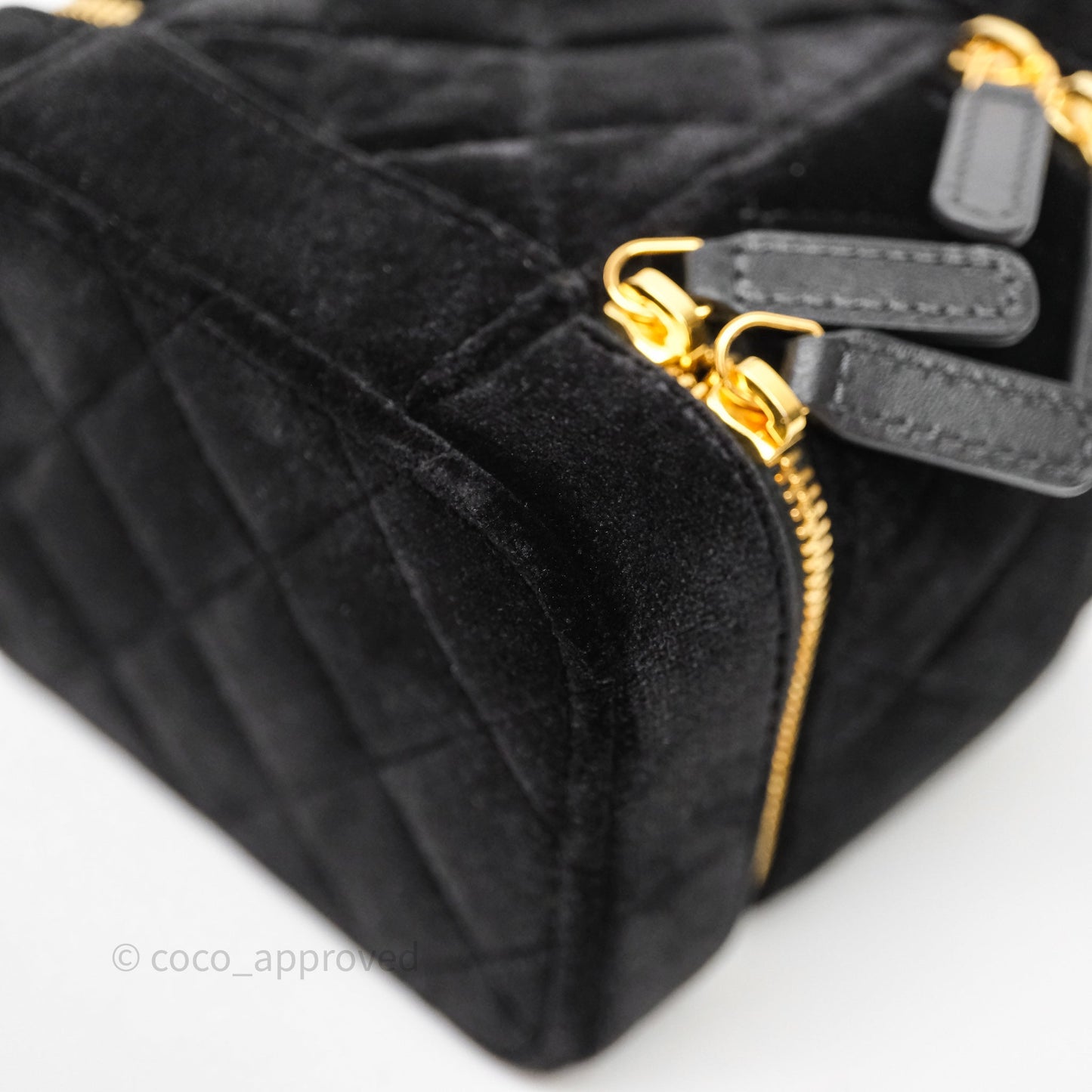 Chanel Top Handle Vanity With Chain Black Velvet Gold Hardware